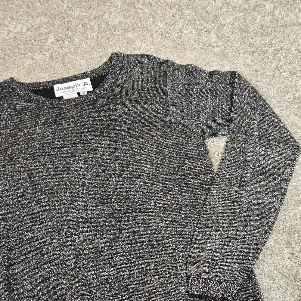 Vintage Joseph A. SILK Women's Medium Metallic Black Sliver‎ Stretch sweater